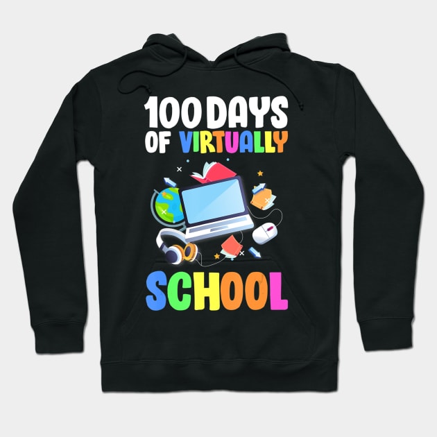 100 Days Of School Virtual Learning Student Quarantine Hoodie by Kellers